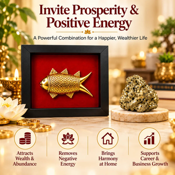 Fortune Guardian Feng Shui Fish + FREE Original Pyrite Stone
