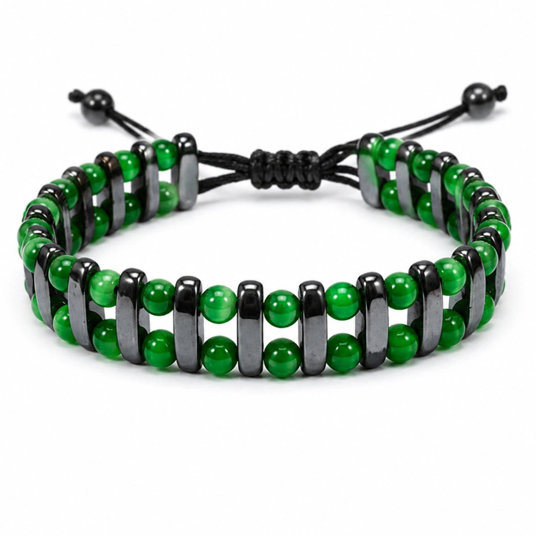 Green Tiger Eye & Hematite Bracelet | Handcrafted Natural Gemstone Bracelet