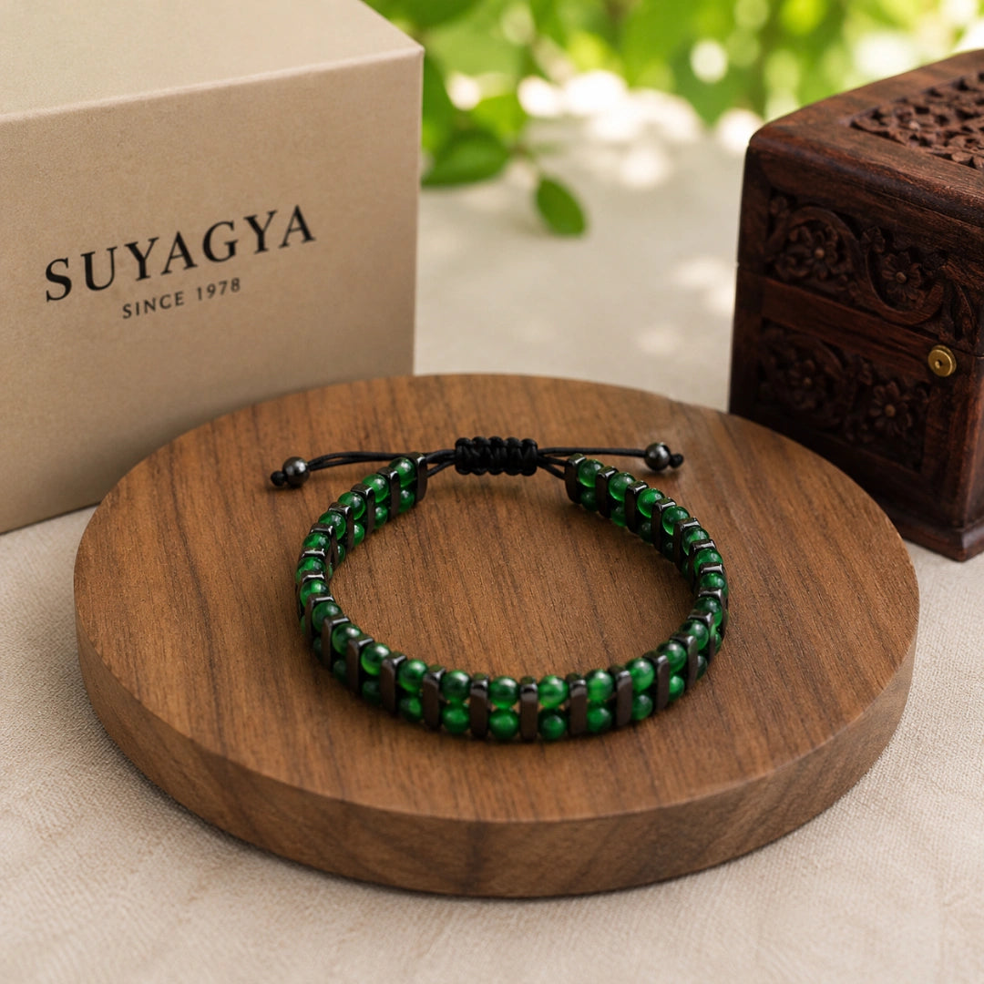 Green Tiger Eye & Hematite Bracelet | Handcrafted Natural Gemstone Bracelet